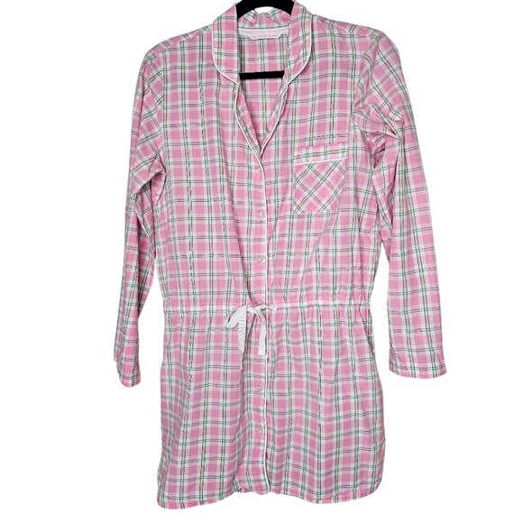 Victoria's Secret Other - Y2k Victoria's Secret S Sleep Dress Pink Green Plaid Preppy Long Sleeve Button